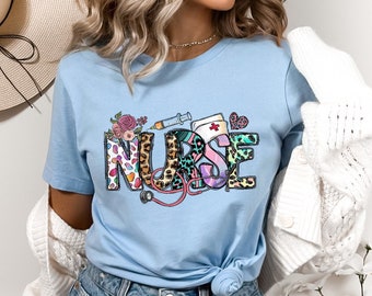 Nurse Shirt, Nurse Life Shirt, Nurse Gift, Gift For Nurse, Nurse Week, Nursing School Tee, Registered Nurse Shirt, Leopard Print Nurse Shirt
