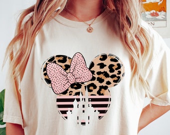 Minnie castle Shirt,Disneyworld Shirts,Minnie Ear Shirt,Leopard cheetah print Shirt,Disney Shirt,Disney Ear Shirt,Woman Disney Shirt