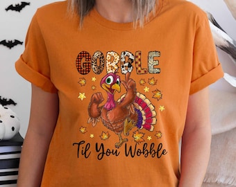 Gobble Gobble Til You Wobble Moletom, Moletom de Ação de Graças, Camisa de Turquia, Presente de Ação de Graças, Moletom de Peru engraçado, Dia de Ação de Graças