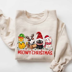 Meowy Christmas Sweatshirt,Happy Cat Year Shirt,Funny Christmas Cat Shirt,Cat Christmas Sweatshirt,Cats Sweatshirt,Cat Lover Christmas Shirt