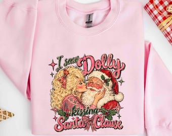 I Saw Girl Kissing Santa Claus Christmas Sweatshirt, Festive Holiday Country Hoodie, Cute Winter Celebrity Shirt, Seasonal Holiday Gift