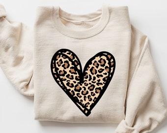 Leopard Heart Valentines Day Sweatshirt, Valentines Day Sweatshirt, Valentines Day Hoodie, Heart Sweatshirt, Leopard Heart Sweatshirt