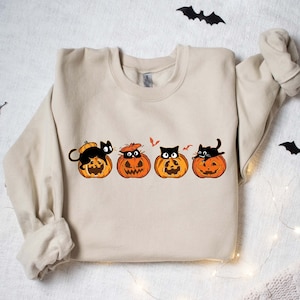 Halloween Sweatshirt,Cat Sweatshirt,Ghost Shirt,Halloween Sweater,Cool Halloween Cat Shirt,Cat Lover Tshirt, Black Cat Shirt,Spooky Season