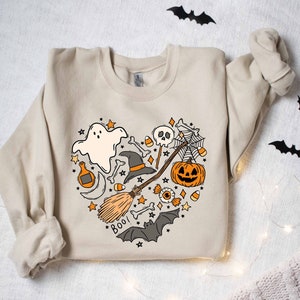 Halloween Doodles Hearth Shirt Gift For Halloween Moms, Cute Halloween Tshirt, Halloween Sweatshirt, Pumpkin Sweatshirt, Halloween Witch Tee