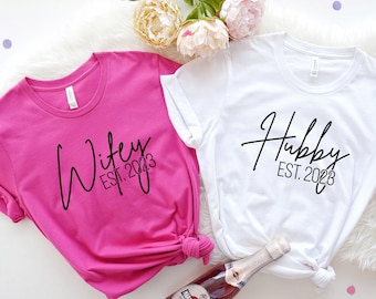 Wifey and Hubby Shirt, Wedding Party Shirt, Honeymoon Shirt,Wedding Shirt,Wife and Hubs Shirts, Just Married Shirts, Matching Couple Shirt