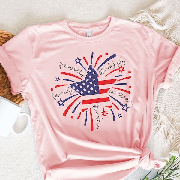 Firework 4th Of July Shirt,Gift For American,4th Of July Flag Graphic T-Shirt,Freedom TShirt,Independence Shirt,4th Of July Kids Shirt