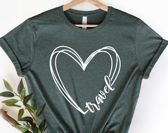 Travel Shirt,Travel Lover Gift,Heart Vacation Shirt,Gift for Traveler Shirt,Vacation Shirt,Travel Matching Shirt,Womens Travel Shirt