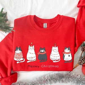 Meowy Christmas Sweatshirt,Happy Cat Year Shirt,Funny Christmas Cat Shirt,Cat Christmas Sweatshirt,Cats Sweatshirt,Cat Lover Christmas Shirt