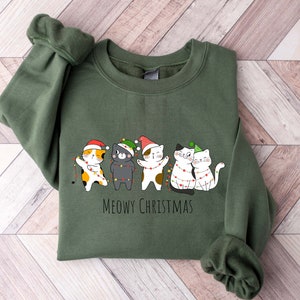 Meowy Christmas Sweatshirt,Happy Cat Year Shirt,Funny Christmas Cat Shirt,Cat Christmas Sweatshirt,Cats Sweatshirt,Cat Lover Christmas Shirt