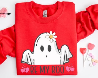 Be My Boo Sweatshirt, Ghost Sweater, Valentines Day Hoodie, XOXO Sweatshirt, Women Valentines Day Sweatshirt, Heart Sweatshirt