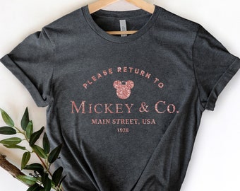 Return to Mickey & Co Shirt,Disney Shirt for Women,Disney Mickey Silhouette Shirt,Tshirt for Kids,Disney Glitter Minnie Shirt,Disney 2023