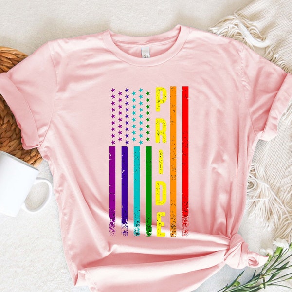 Gay Pride USA Flag Shirt,Equal Rights,Pride Shirt,LGBT Shirt,Social Justice,Human Rights,Anti Racism,American Rainbow Flag Shirt,Homosexual