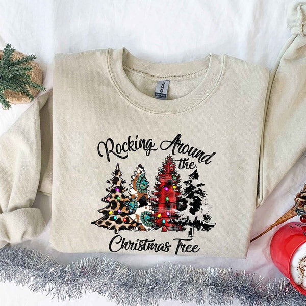 Christmas Sweatshirt, Rockin Around the Christmas Tree Sweatshirt, Holiday Gıft, Merry Christmas Sweatshirt, Minimal Sweatshirt, Xmas Hodie