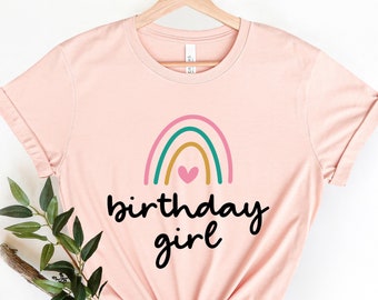 Rainbow Birthday Girl Youth Shirt,Girls Birthday Party,Birthday Party Girl Shirt,Birthday Shirt,Gift For Birthday,Birthday Girl Outfit