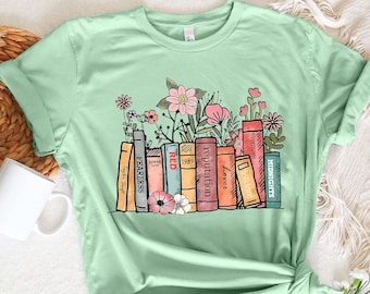 Book Lover Shirt, Flower Books Shirt, Gift for Book Lover, Reading Shirt, Book With Flowers, Floral Books, Gift for Bookworms, Teacher Gift