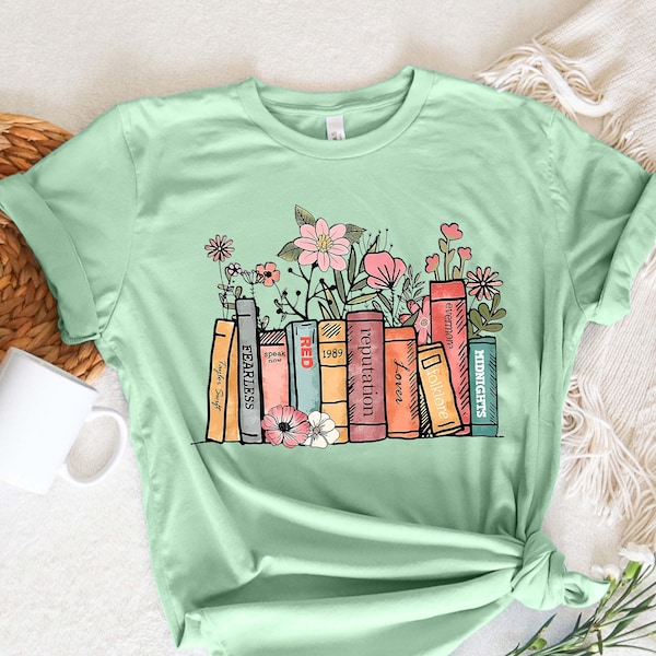 Book Lover Shirt, Flower Books Shirt, Gift for Book Lover, Reading Shirt, Book With Flowers, Floral Books, Gift for Bookworms, Teacher Gift