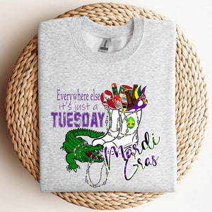 Karneval Krokodil Sweatshirt, Tier Shirt, Frauen Karneval Kostüm, Mardi Gras Alligator Shirt, Fatstifter-fahri-Pullover, Karneval Karneval