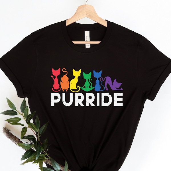 Purride Cat Shirt, LGBT Flag Shirt, Gay Pride Shirt, LGBTQ Shirt, Rainbow Pride Shirt, Cat Lover Gift, Rainbow Cat Shirt, Lesbian Gay Gift