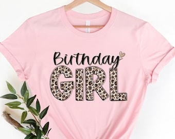 Leopard Birthday Girl Youth Shirt,Girls Birthday Party,Birthday Party Girl Shirt,Birthday Shirt,Gift For Birthday,Birthday Girl Outfit