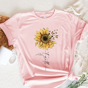 Christian Shirts, Religious Gifts, Faith Crewneck Sweatshirt, Christian Gifts, Sunflower Graphic Tees, Shirts for Women, Gifts for Her