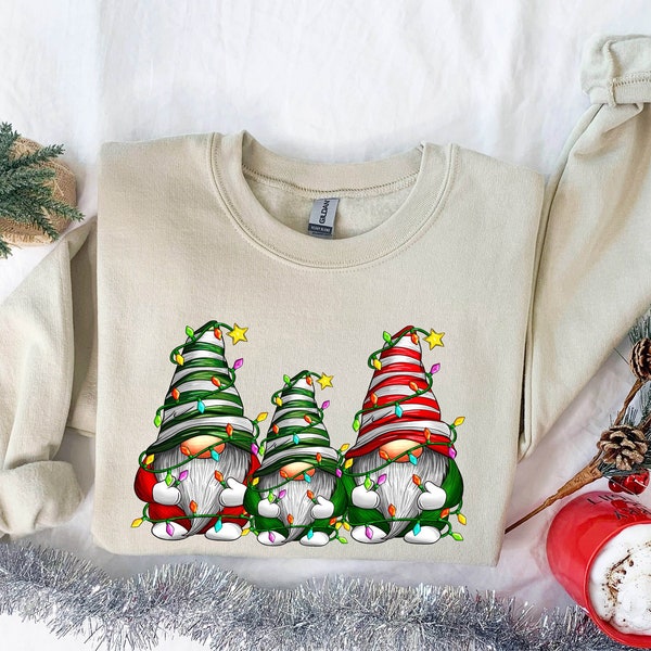 Christmas Gnomes Sweatshirt, Merry Christmas Sweatshirt, Buffalo Plaid Gnomes, Cute Gnomes Sweatshirt, Christmas Gift, Holiday Sweatshirt