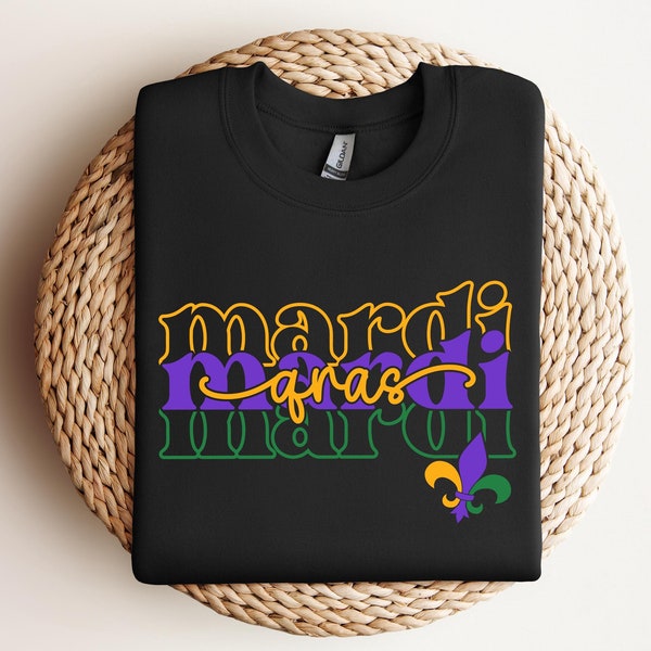 Retro Mardi Gras Sweatshirt, Mardi Gras Carnival Shirt, Women Mardi Gras Costume, New Orleans Cruise Shirt, Fleur De Lis Tee, Fat Tuesday