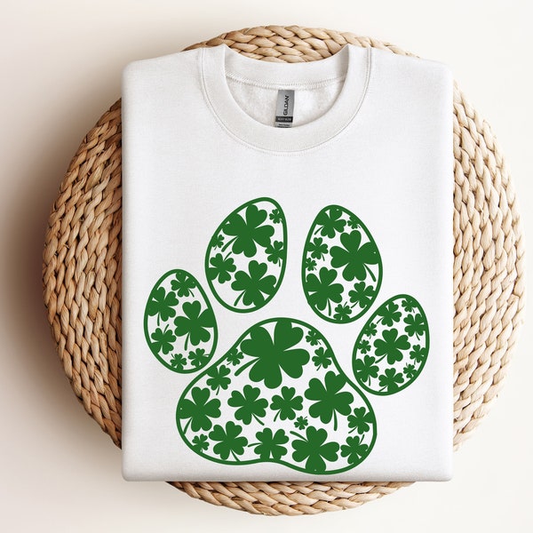 Paw Print Patricks Day Sweatshirt, Dog St Patty's Day Sweatshirt, Shamrock Sweatshirt, Irish Mama Sweatshirt, Dog Mom Patricks Day Hoodie