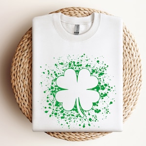Cute St Patricks Four Leaf Clover Shirt,Watercolor St Patrick Tshirt, St Patricks Day,Shamrock Sweatshirt,Gift For St Patricks