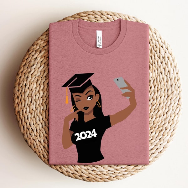 Black Girl 2024 Graduate T-Shirt, Funny Graduate Tee, African American Woman Tee, Graduation 2024 Shirt, Graduation Tee, Graduation Gift Tee