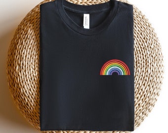 Embroidered Rainbow Shirt, Embroidered LGBTQ Shirt, Embroidered Pride Shirt, Gay Shirt, Transgender Shirt, Human Rights Shirt, LGBTQ+