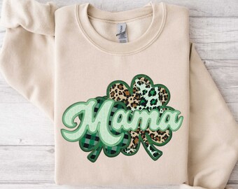 Mama Shamrock Sweatshirt, St. Patricks Day Sweatshirt for Mama, Irish Mom Sweatshirt, Lucky Mama Sweatshirt,St. Patrick's Day Gift,Mama Gift