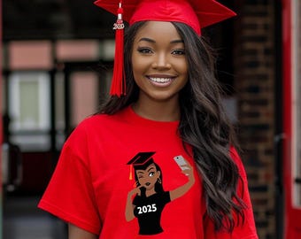Black Girl 2025 Graduate T-Shirt, Funny Graduate Tee, African American Woman Tee, Graduation 2025 Shirt, Graduation Tee, Graduation Gift Tee