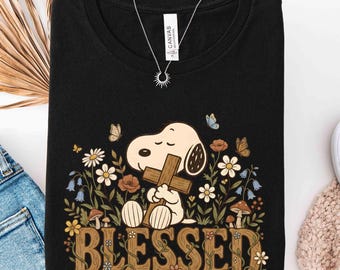 Cute Puppy Blessed Christian Shirt, Faith Puppy with Cross Shirt, Cute Christian Dog Tee, Religious Floral Shirt, Faith Based Hoodie