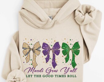 Preppy Mardi Gras Y'all Sweatshirt , Mardi Gras tshirt, Fleur De Lis Coquette Tee, Brushstroke Mardi Gras Louisiana shirt & Hoodie Gift