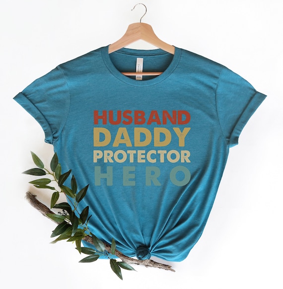 Mens Husband Daddy Protector Hero Shirt. Vintage Colors T-Shirt Mens Husband Daddy Protector Hero Shirt. Vintage Colors T-Shirt