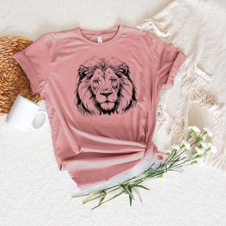 Camisa de rosto de leão, camisa de leão majestoso, camisa de leão selvagem, camisa de amante de animais, camisa de animal, camisa de rosto de animal, camisa tribal africana, camisa de zoológico imagem 3