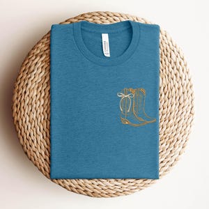 Embroidered Cowboy Boot Shirt, Country Style Shirt, Western Boot Embroidery, Cute Cowgirl Gift, Western Sweatshirt, Coquette Bow Cowboy Boot image 4
