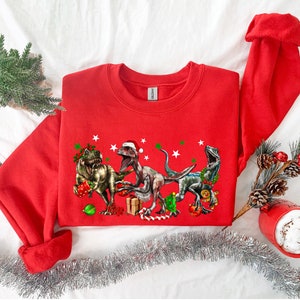 Dinosaur Christmas Sweatshirt, Dinosaur Sweatshirt, Funny Christmas ...