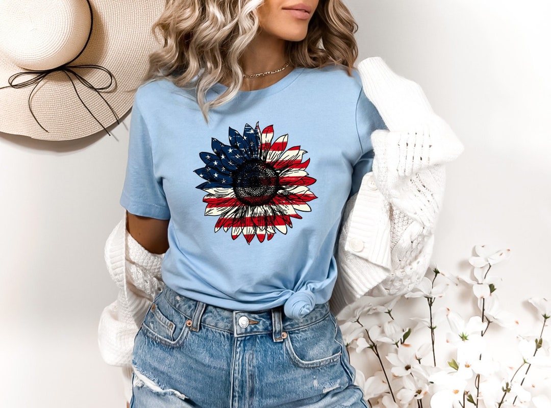 America Sunflower Shirt USA Flag Flower T Shirt Gift for - Etsy