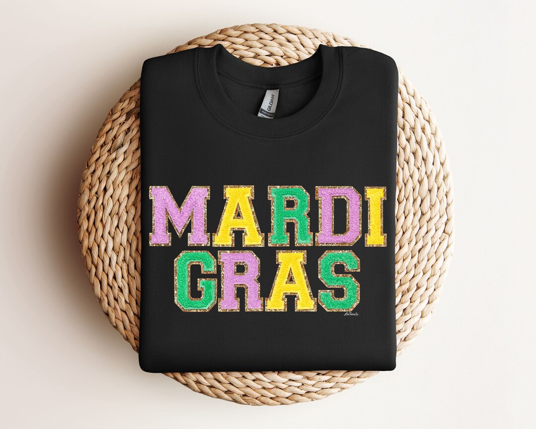 queen of sparkle mardi gras sweater