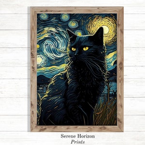 Van Gogh Inspired Cat Portrait | Printable Wall Art | Classic Art | Modern Home Decor