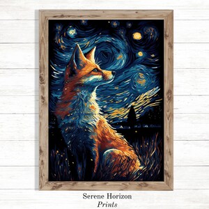 Van Gogh Inspired Fox Portrait | Printable Wall Art | Classic Art | Modern Home Decor