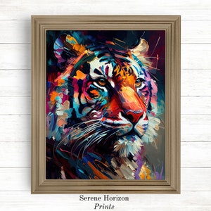Tiger Oil Painting | DIGITAL art print | PRINTABLE wall art  | Tiger poster | Instant download | Colorful animal portrait