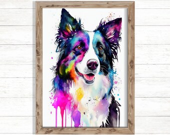 ボーダーコリーの水彩画：ロン・クラジェフスキーのファインアート