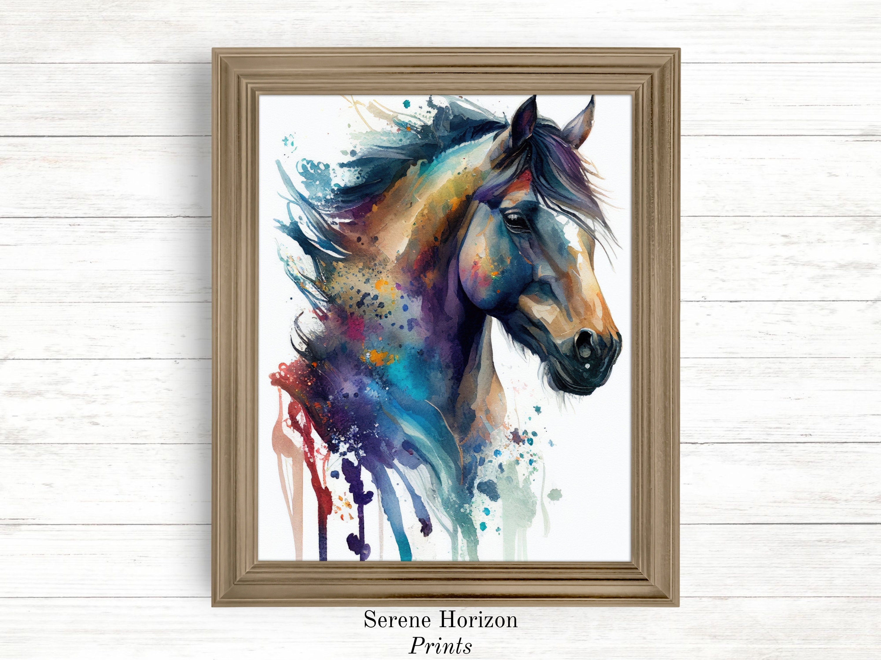 Watercolor Horse Portrait PRINTABLE Wall Art DIGITAL Art Print Colorful ...