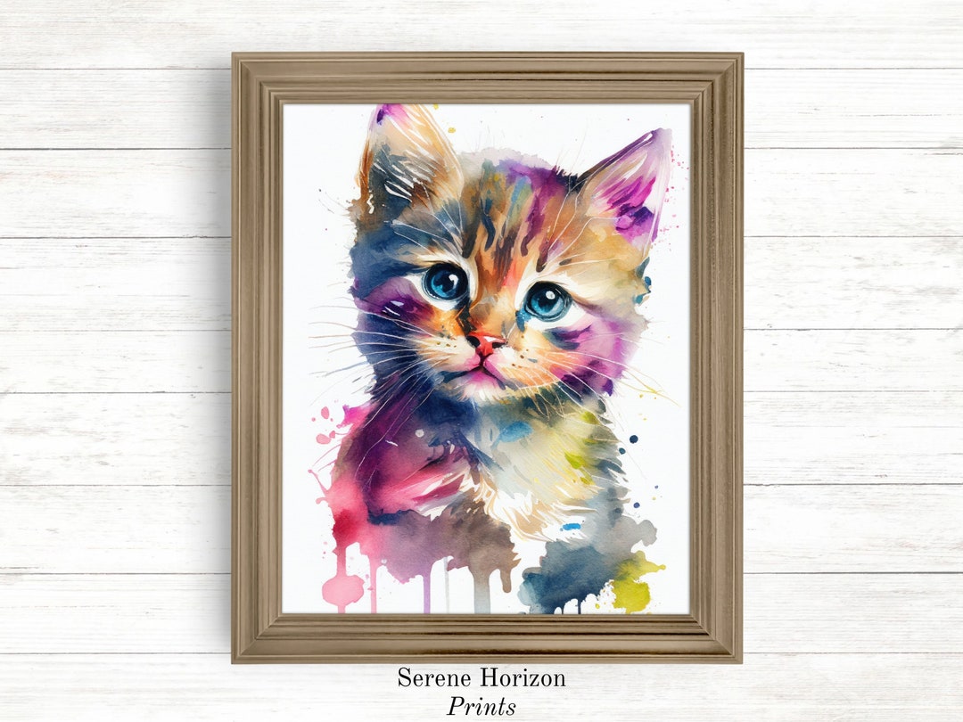 Watercolor Kitten Portrait | PRINTABLE Wall Art | DIGITAL Art Print ...