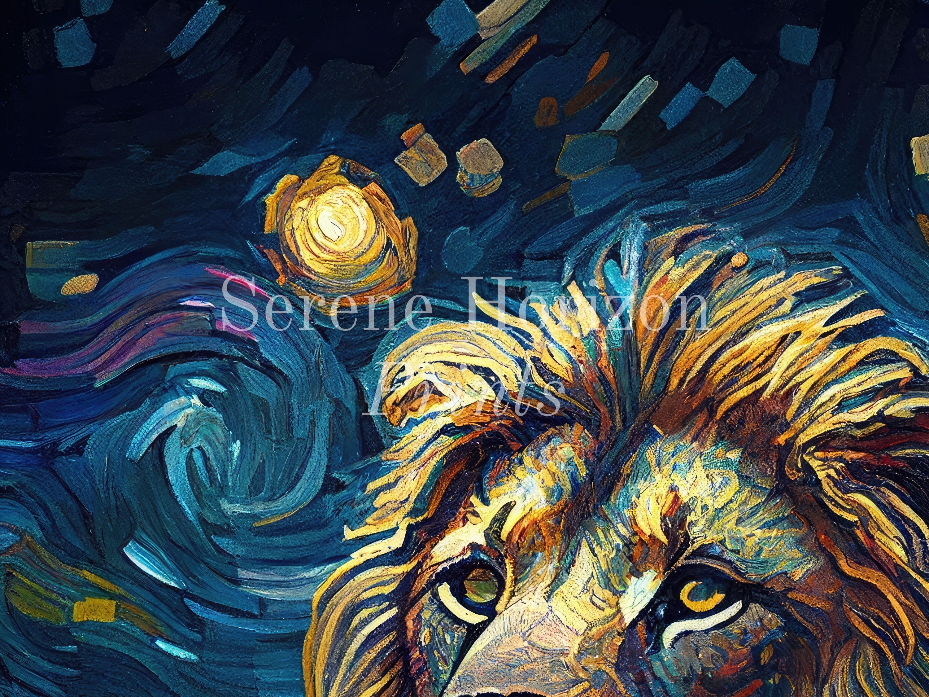 Van Gogh Inspired Lion Portrait | Printable Wall Art | Classic Art ...