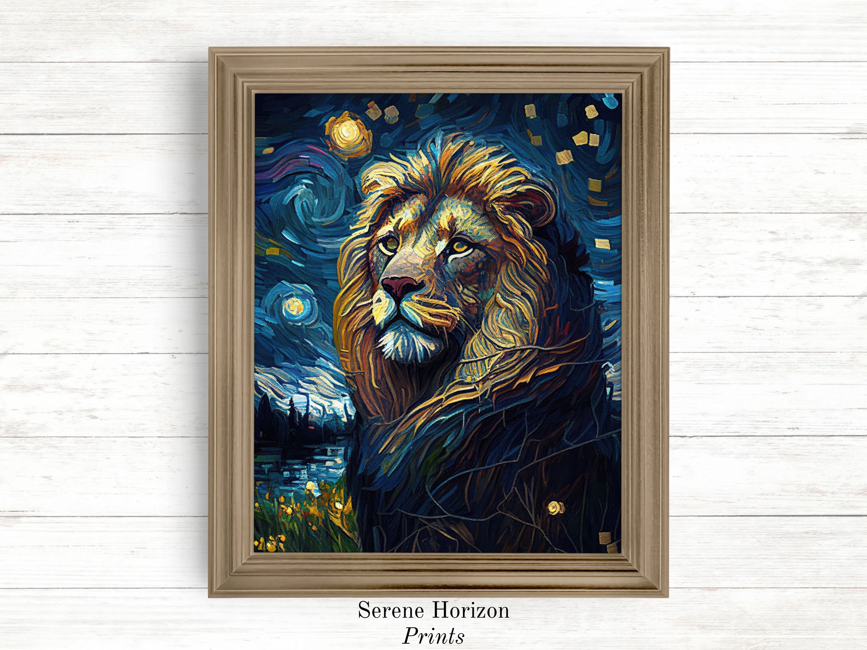 Van Gogh Inspired Lion Portrait | Printable Wall Art | Classic Art ...