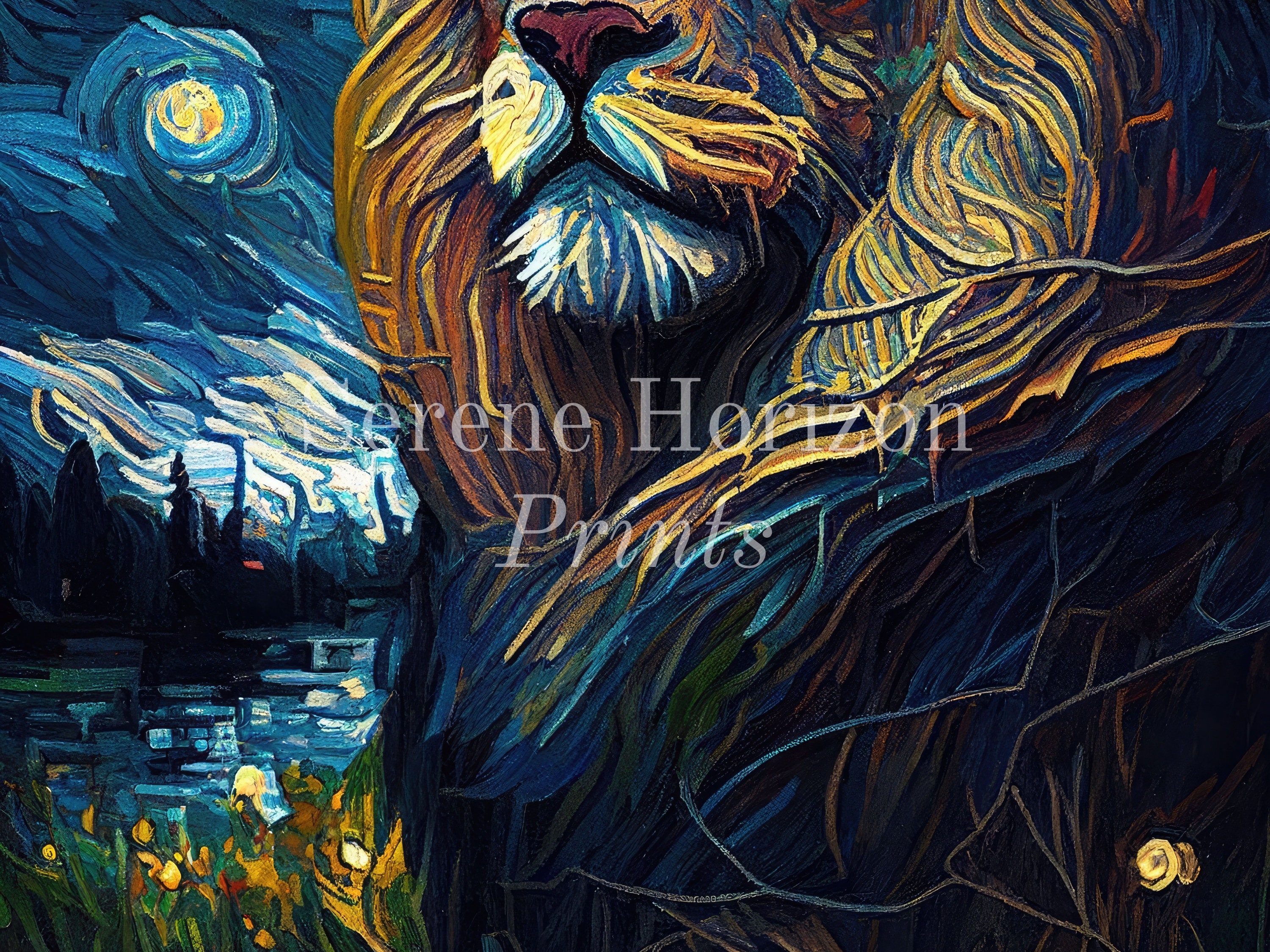 Van Gogh Inspired Lion Portrait | Printable Wall Art | Classic Art ...