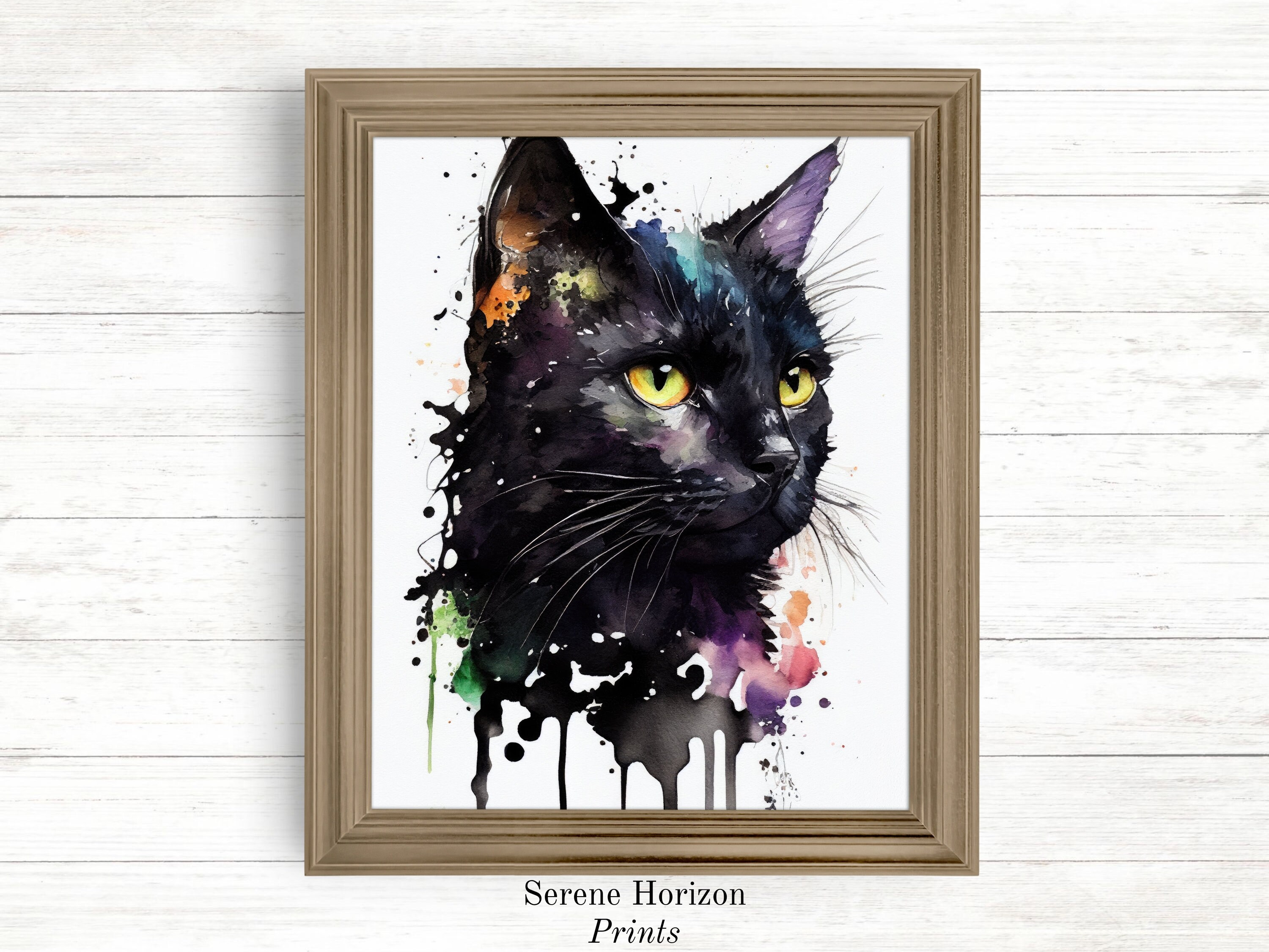 Watercolor Black Cat Portrait | PRINTABLE Wall Art | DIGITAL Art Print ...